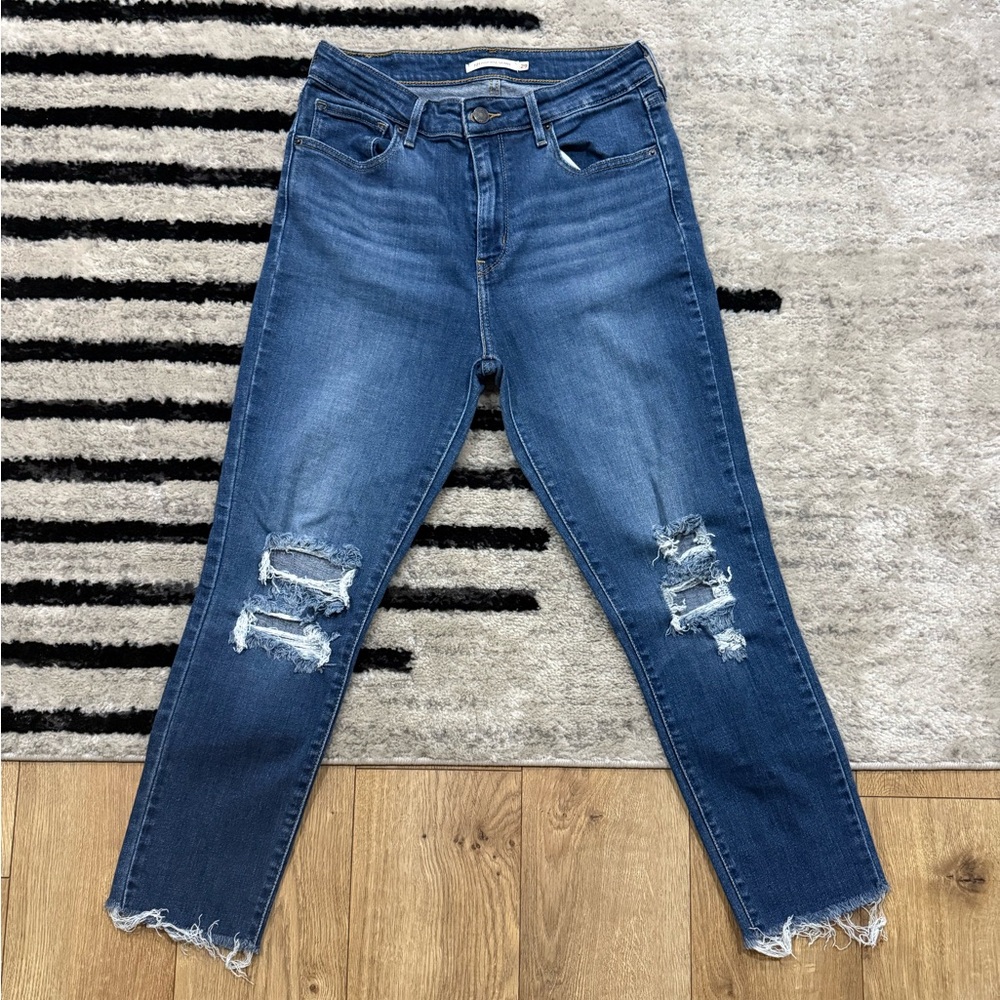 Levi's 721 High Rise Skinny Jeans (Raw Hem) Ankle Crop